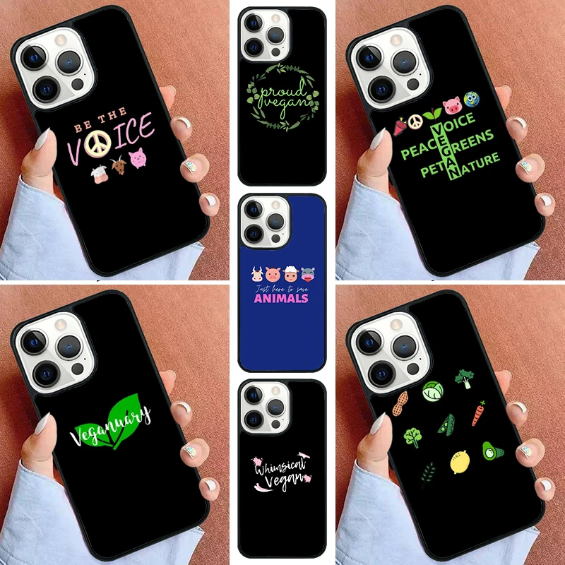 VEGAN FOOD QUOTES ANIMAL LOVE VEGGIE Phone Case For iPhone 11 12 13 14 15 16 Pro Max Mini Cover For iPhone Max 5 6 7 8 Plus