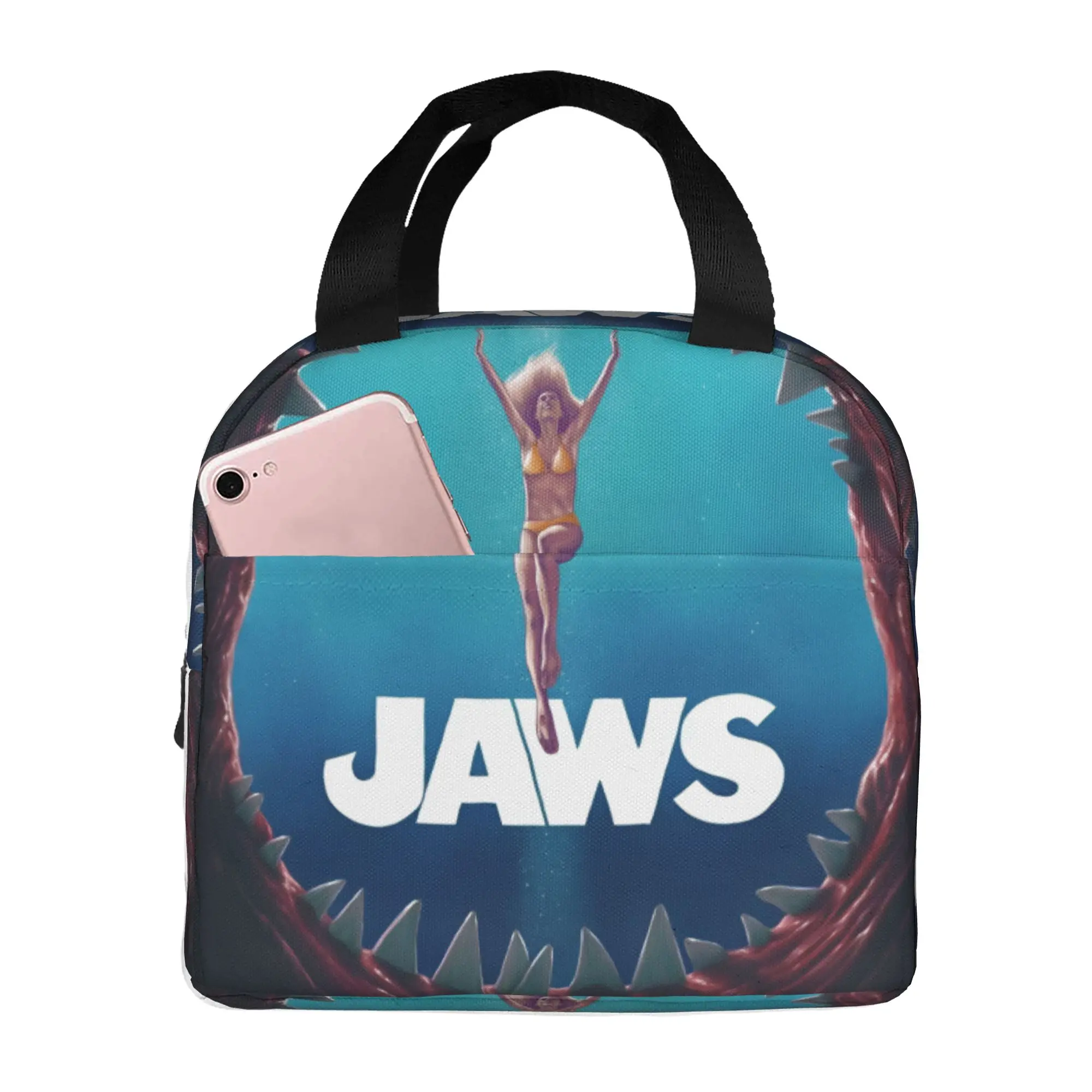 J-Jaw-Shark Insulated Lunch Bag for Women Portable Classic Film Thermal Cooler Lunch Tote Office Picnic Travel
