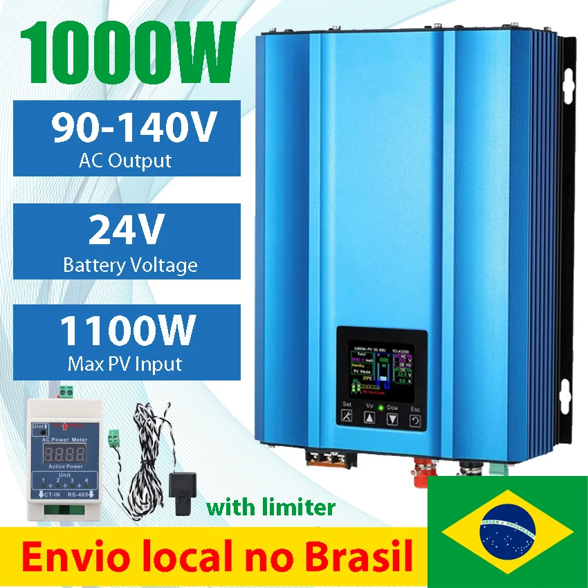 1000W On Grid Solar Inverter with Limiter 24V to 110V PV Panels Input 1100W AC Output 90-140V