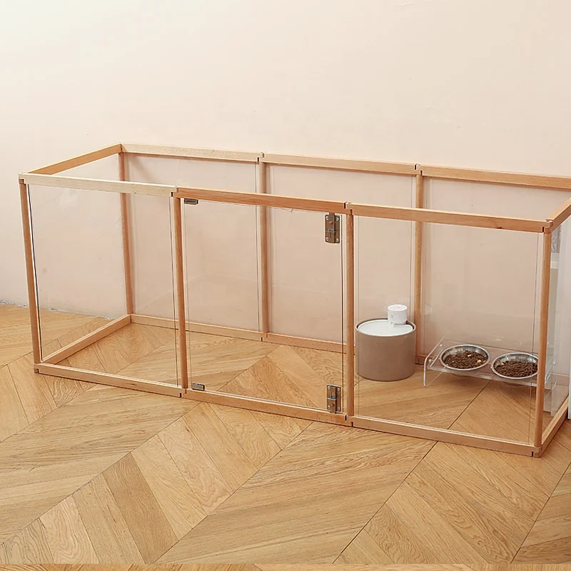 Natural Wood Foldable Game Fence Multifunctional Pet Safety Fence Small and Medium Dogs