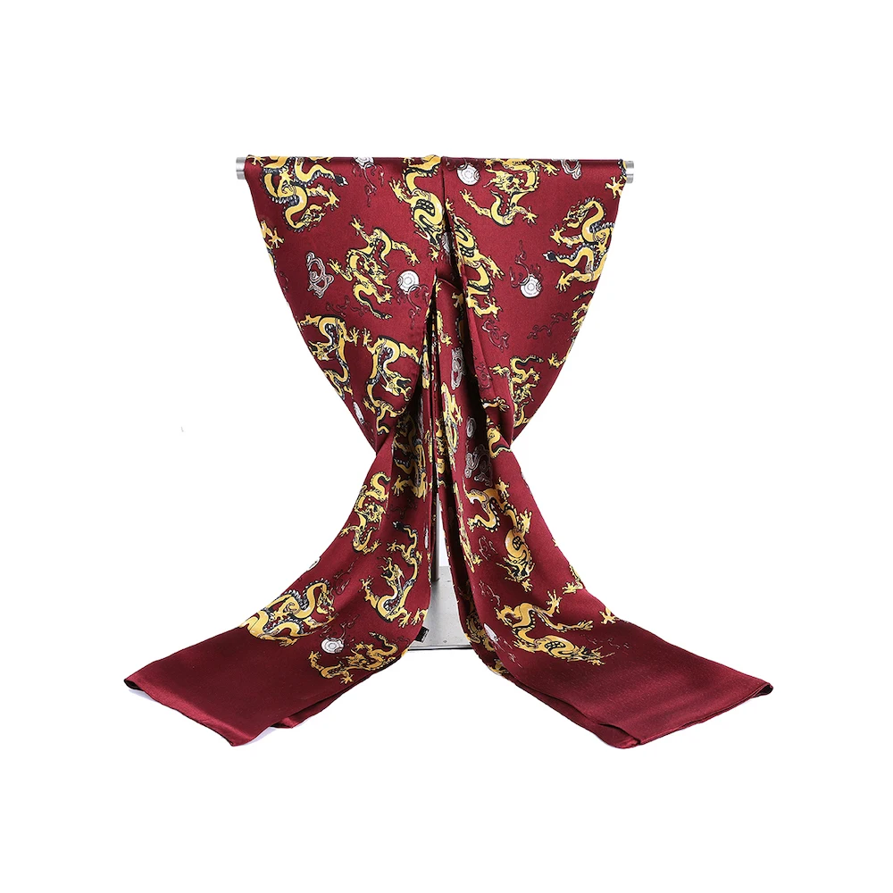 Men Scarf 100% Silk Satin Double-side High Quality Printed Mulberry Silk Wrap Drop Shipping Wholesale