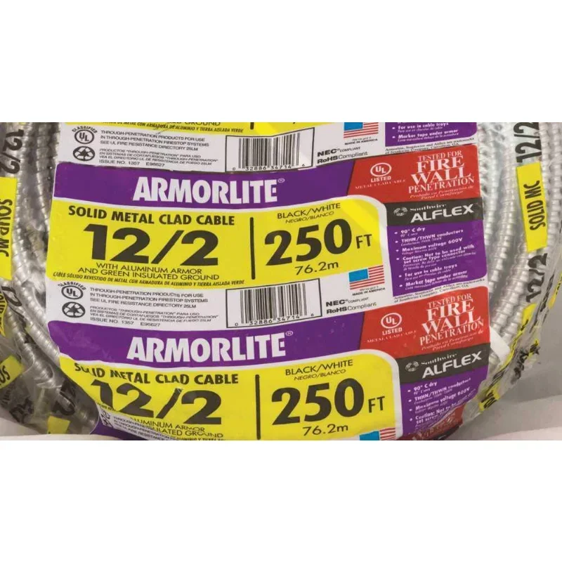 أداة 68580055 كابل ألومنيوم Thhn 12/2 Ga B/W/أخضر (250 قدم) مضمون أصلي