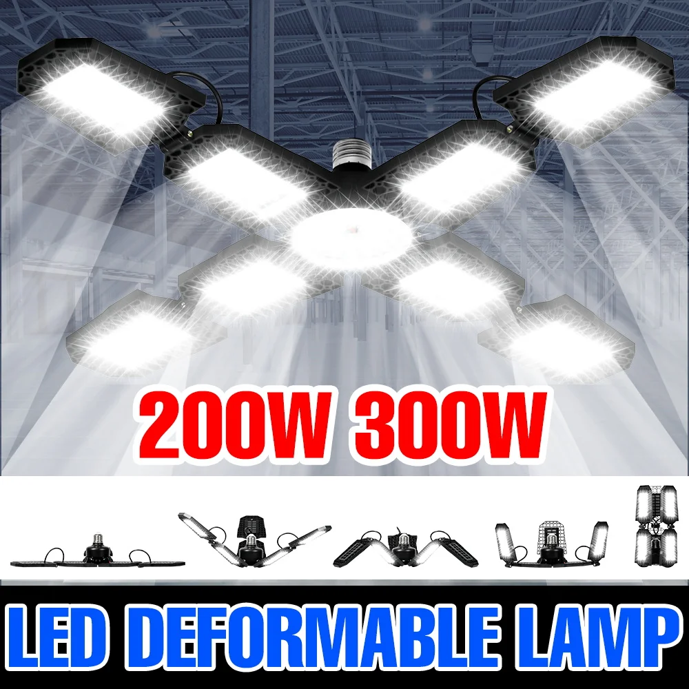 300 واط LED مصباح المرآب لمبة E27/E26 مصباح السقف 200 واط تشوه للطي الأضواء الباردة/الدافئة للمنزل مستودع ورشة عمل الطابق السفلي