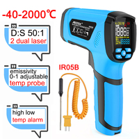 Non-Contact 2000°C Infrared Thermometer Laser Point Temperature Meter High and low Alarm with Industrial K-type Probe