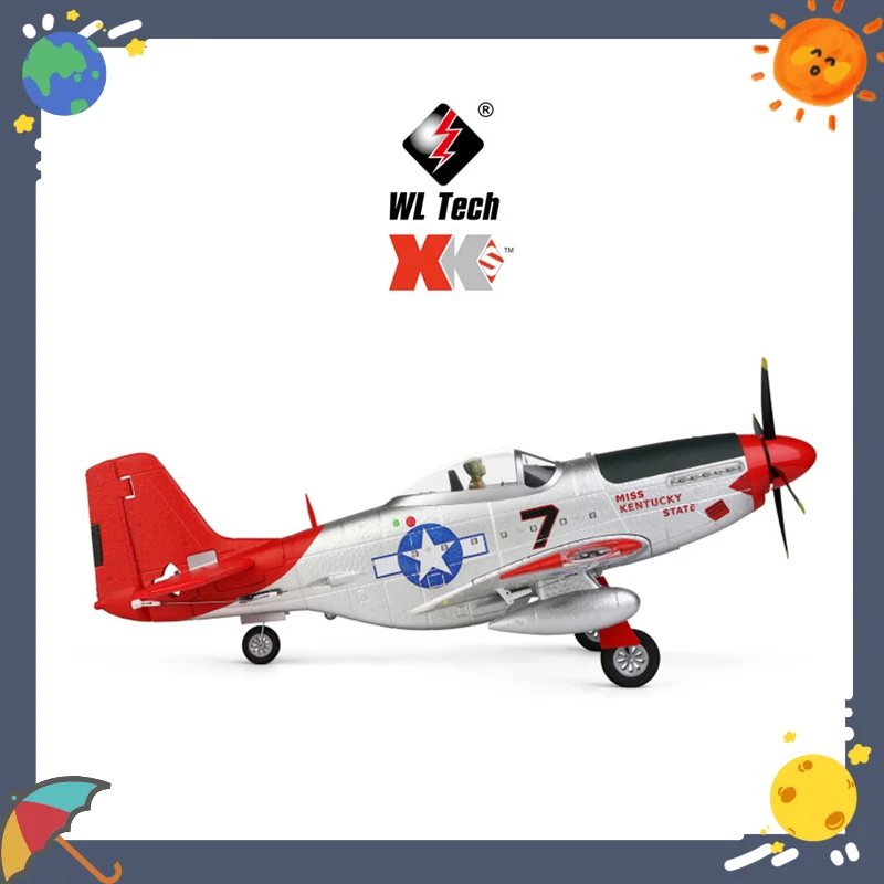 Weili Xka280 Avión de Control remoto cuatro canales P51 combate ala fija planeador de espuma modelo para niños juguete de regalo de cumpleaños