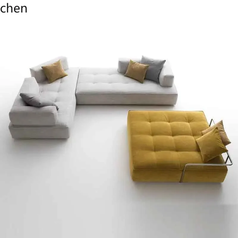 

HYS Vintage Style Tofu Block Combination Movable Stainless Steel Backrest New Modular Leather Fabric Sofa