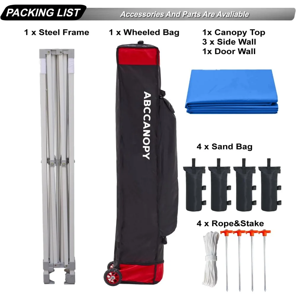 خيمة تجارية بمظلة منبثقة مقاس 8 × 8 مع جدران جانبية - سهلة الإعداد، أزرق ملكي، مأوى للمناسبات الخارجية