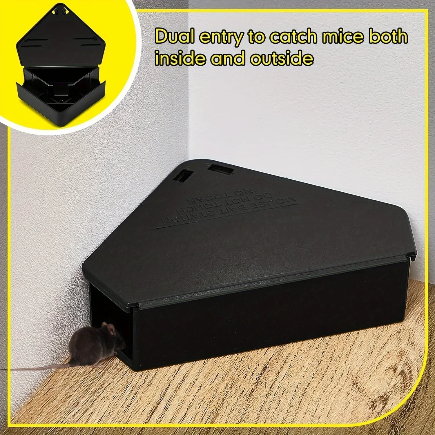 reusable mouse bait station with key, upgraded high quality small trap, for indoor outdoor kitchens garages pest control