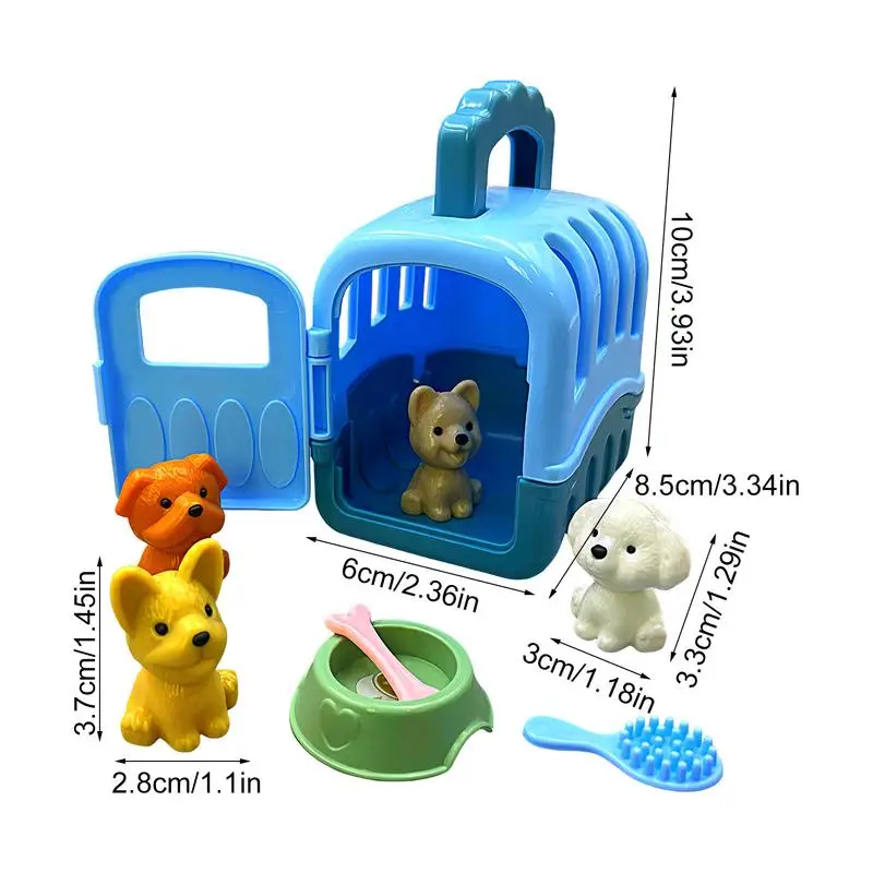 Dog Pretend Toys For Kids 8pcs Dog Cage Pretend Set Pretend Role Play Dog Grooming Toys Puppy Carrier Toy Play Set For Ages 3 Bo