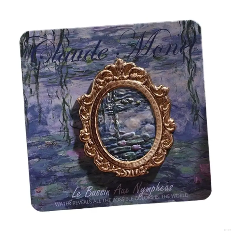 H8WB Decorative Iron Fridge Magnets Features Oil Painting Design Frame Enhancing Living And Work Area Decoration