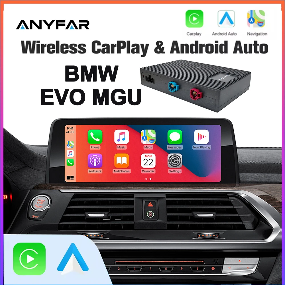 ANYFAR for BMW EVO MGU ID5 6 7 System 1 3 5 6 7Seires X1 X2 X3 X4 Wireless Carplay Android Interface Box CarPlay AirPlay Mirror