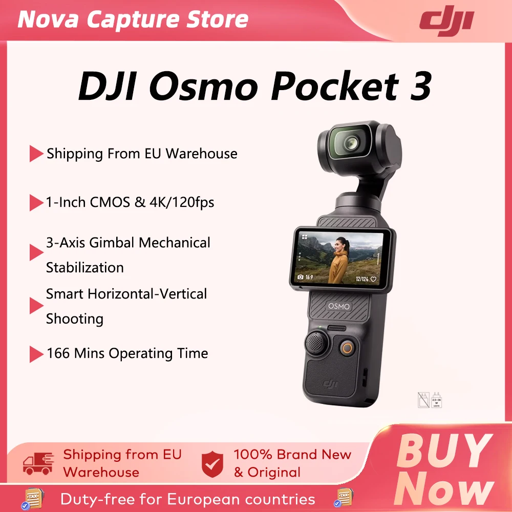 Stock UE DJI Osmo Pocket 3 Capteur puissant de 1 pouce 4K/120fps Écran tactile rotatif de 2 pouces, original, neuf, en stock Pocket 3