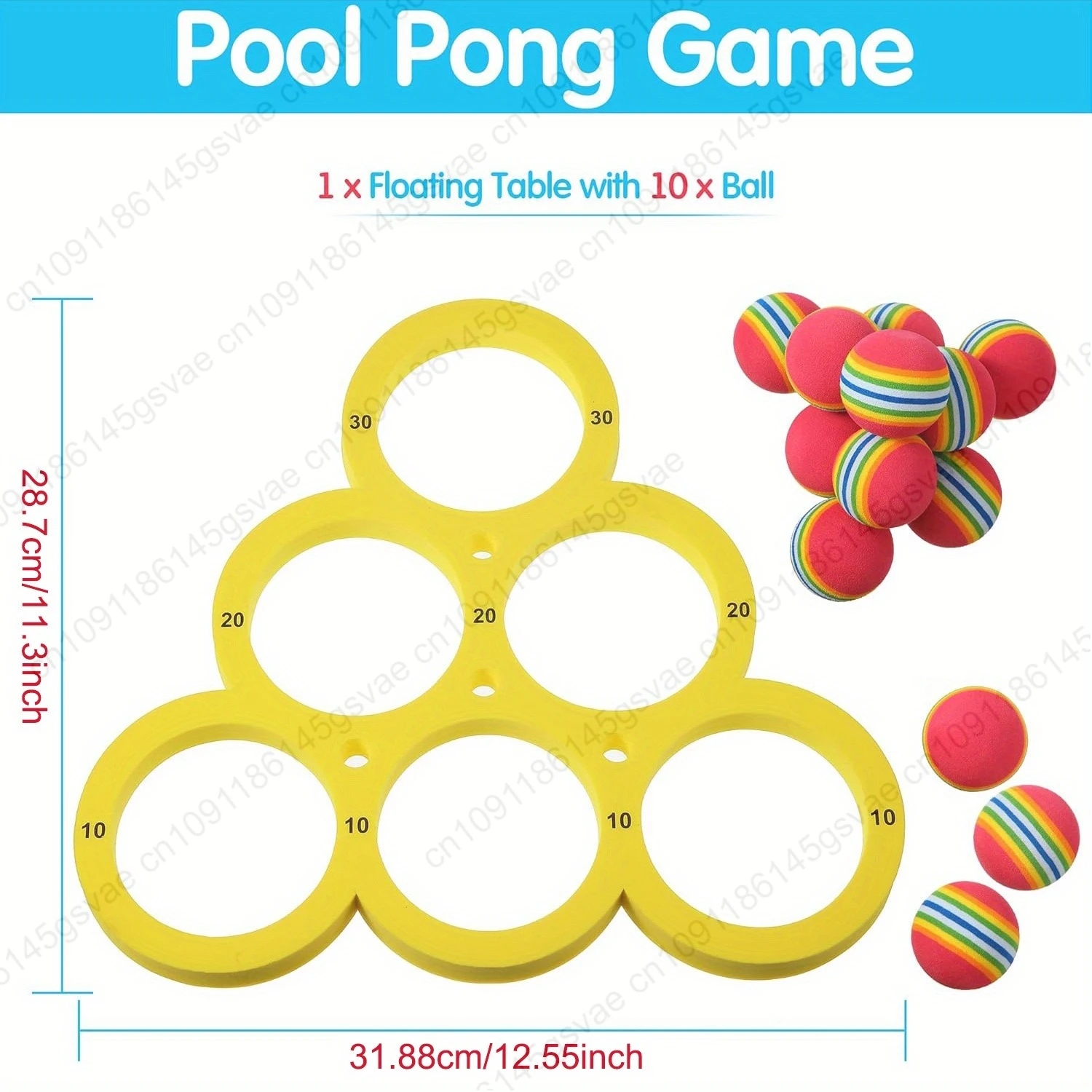 1+10個入りプール投げゲームセット、ファミリーウォータースポーツ用フローティングプールおもちゃ、投げゲームウォーターゲームマット