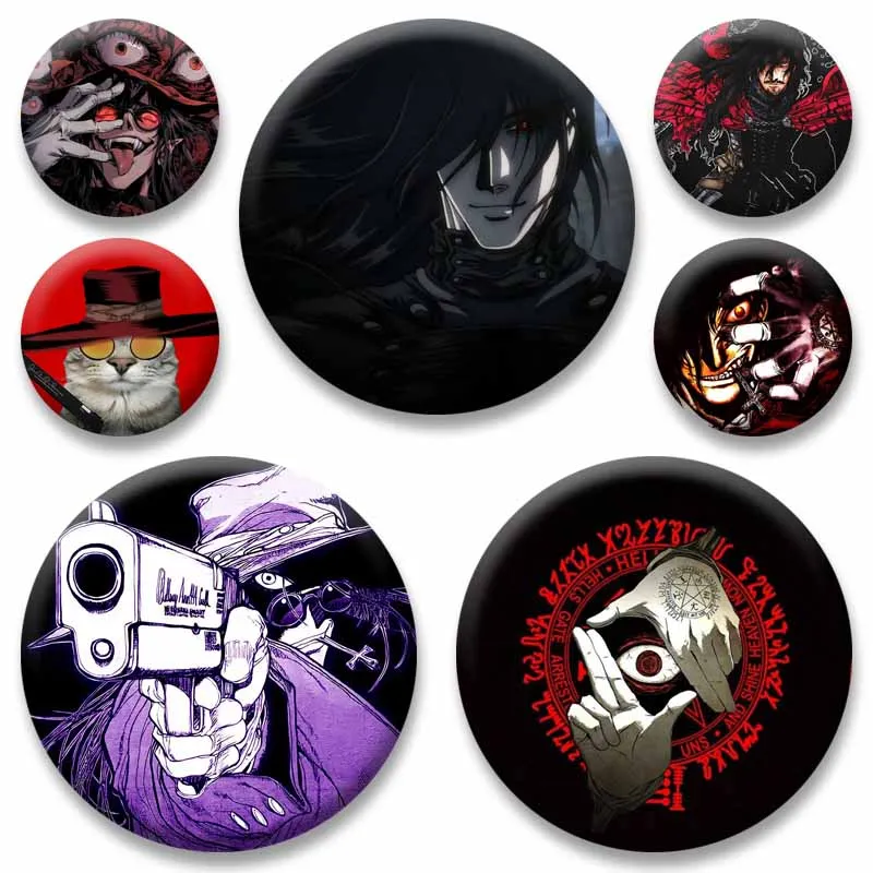 Anime Figure Alucard Seras Victoria Integra Soft Button Pins for Bag Clothes Cartoon Hellsingg Badge Jewelry Brooch Accessories