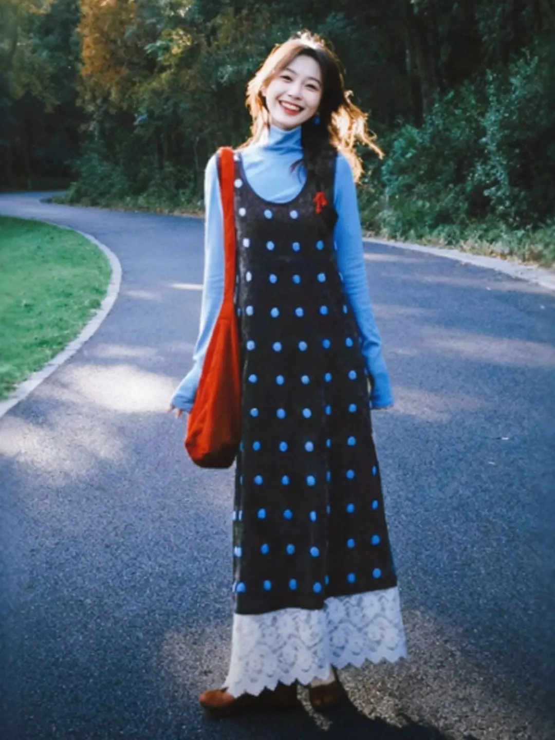 

Ретро-комплект: нежное платье в горошек и топ с высокой талией, теплый, средней плотности, с длинными рукавами, в стиле ретро, весенний модный ансамбль