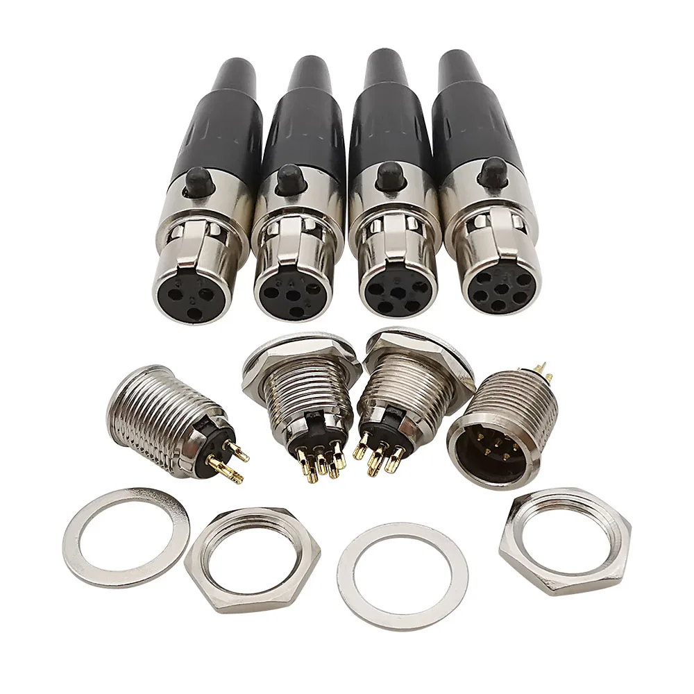 2 قطعة XLR صغير 3/4/5/6 دبوس ذكر التوصيل الهيكل لوحة جبل صغير XLR أنثى المقبس جاك الصوت كابل الميكروفون لحام موصل