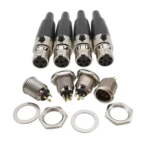 2 Buah Mini XLR 3/4/5/6 Pin Steker Pria Dudukan Panel Sasis Mini XLR Soket Wanita Jack Audio Mikrofon Kabel Penyolderan Konektor 10 panel xlr penjualan terbaik - №