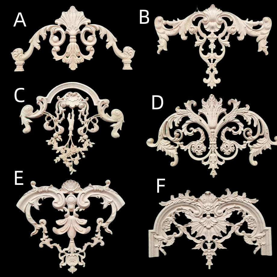 

Solid Wood Carved Decals | Door/Background Wall/Cabinet Relief Flower Decor | Exquisite Handicraft