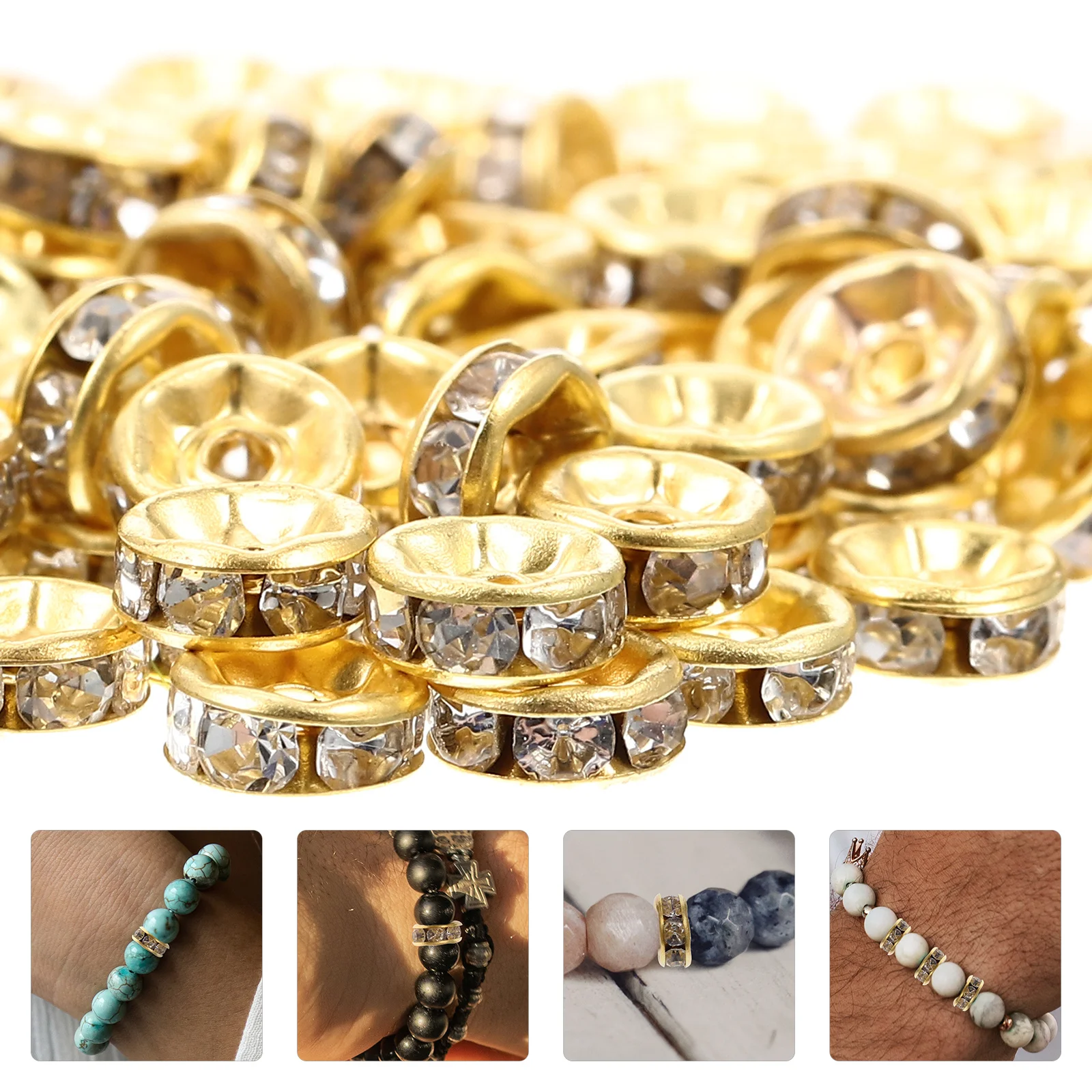 

200Pcs Sturdy Alloy Rhinestone Spacer Beads Jewelry Making Decorative Accessories Loose Beads Bead DIY Handmade Spacer Bead