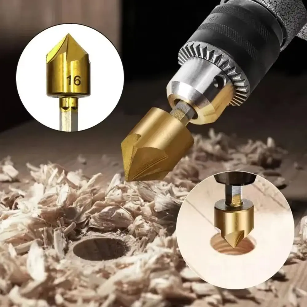 

Hex Shank Chamfer Drill Bit 90 Degree Chamfering Tool Hole Opener Bit Multifunctional High Carbon Steel