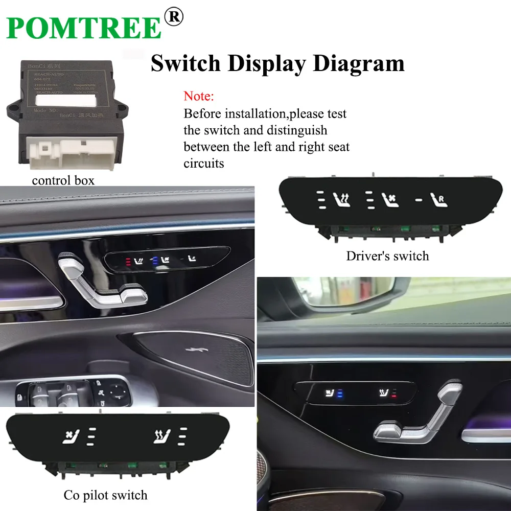 Built-in Car Seat Ventilation Cooling And Heating System Kit Fit 2 Seats,Compatible With Mercedes Benz C260 Driver and Co Driver