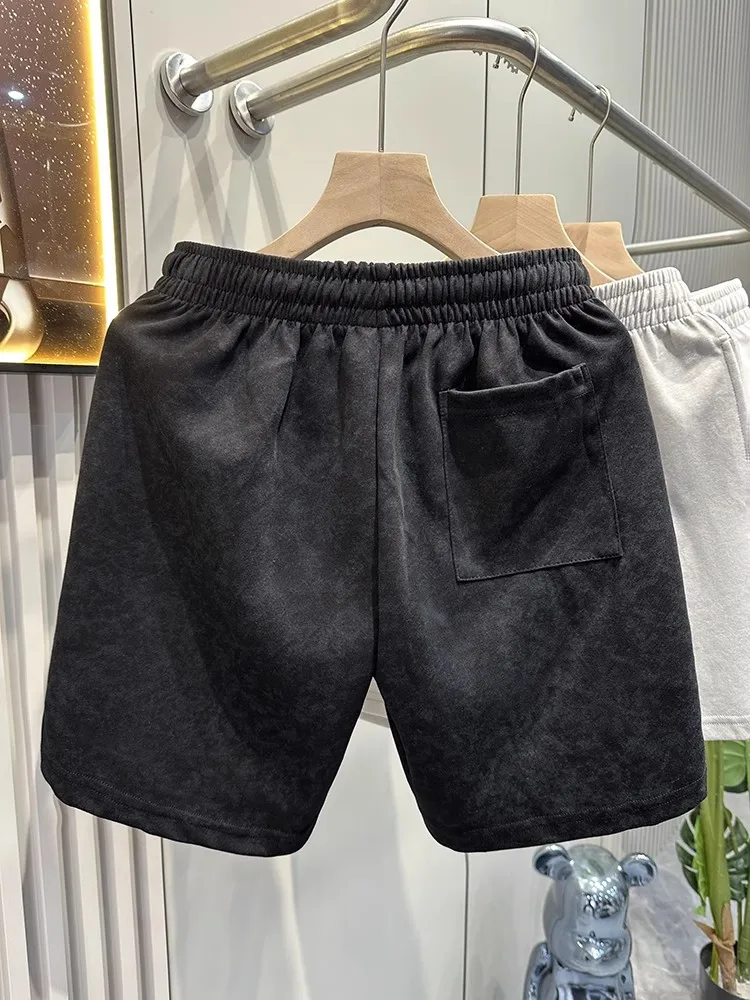Hot Sale Male Summer Vintage Beach Shorts Cool Pocket Straight Elastic Waist Casual Shorts Above Knee Length Short Trousers