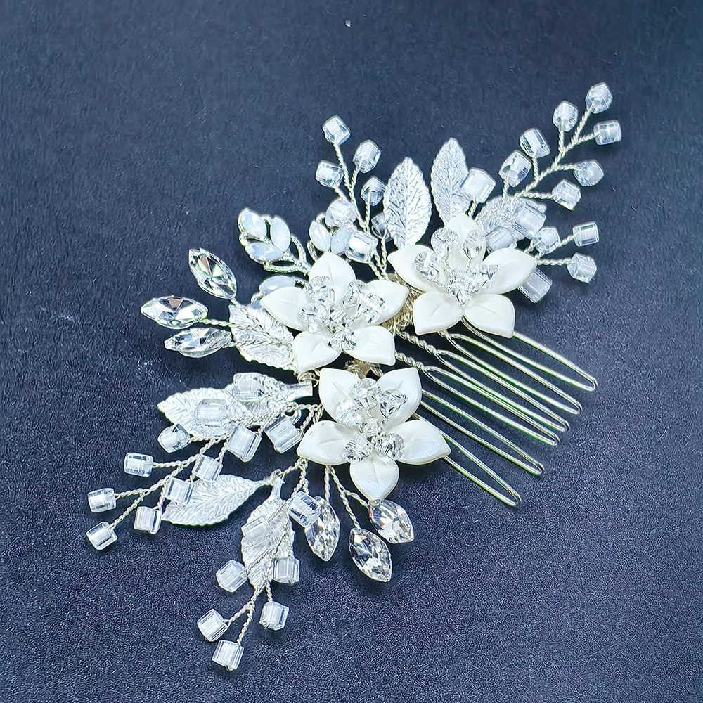 Wedding Hair Comb Clip Bridal Crystal Wedding Hair Accessories for Brides and Bridesmaid, Silver