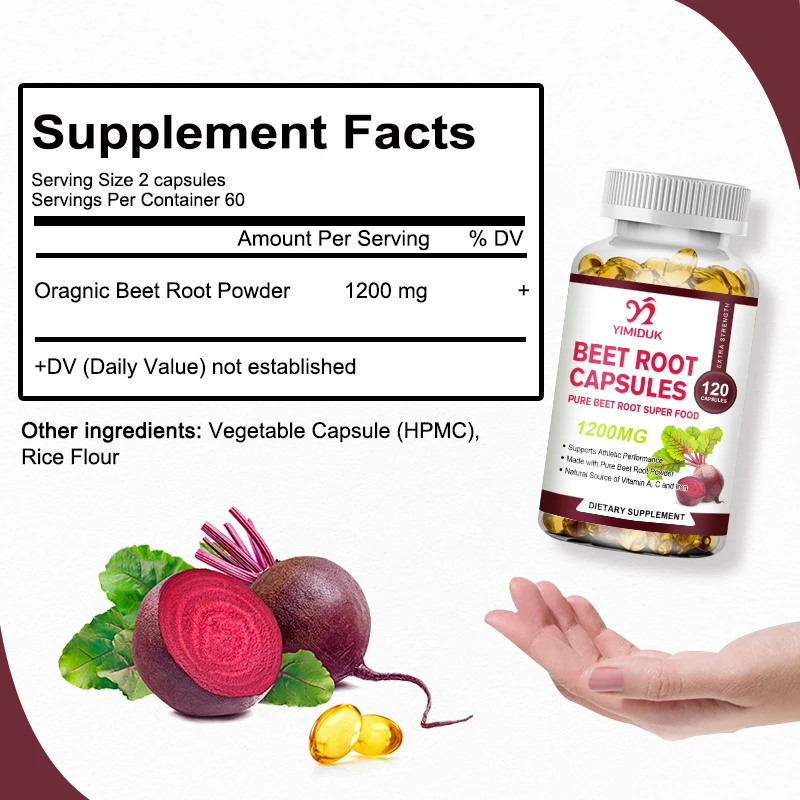 Beet Root Capsules Supports Blood Pressure, Athletic Performance, Digestive, Immune System