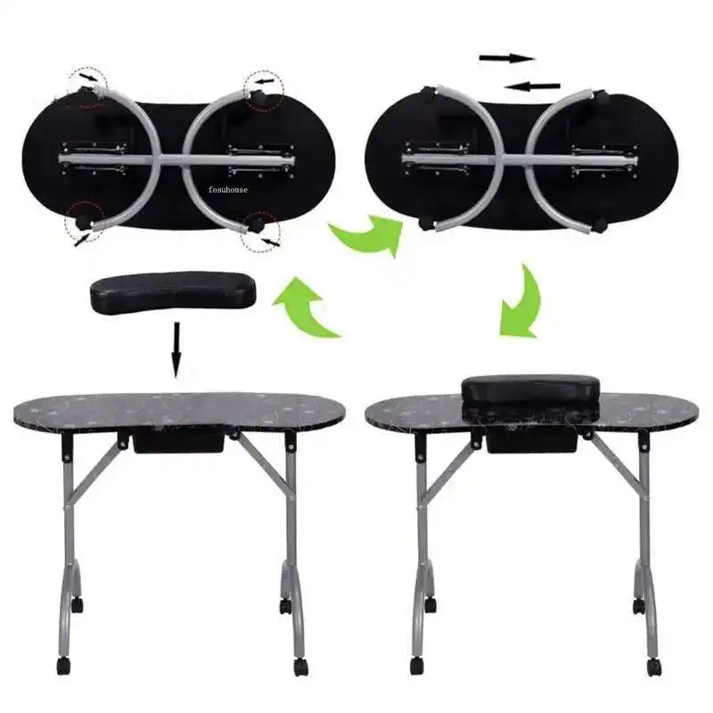 Tavolo per unghie pieghevole per tecnici per unghie Tavoli per unghie professionali di design Mobili per salone Tavolo per manicure semplice e creativo