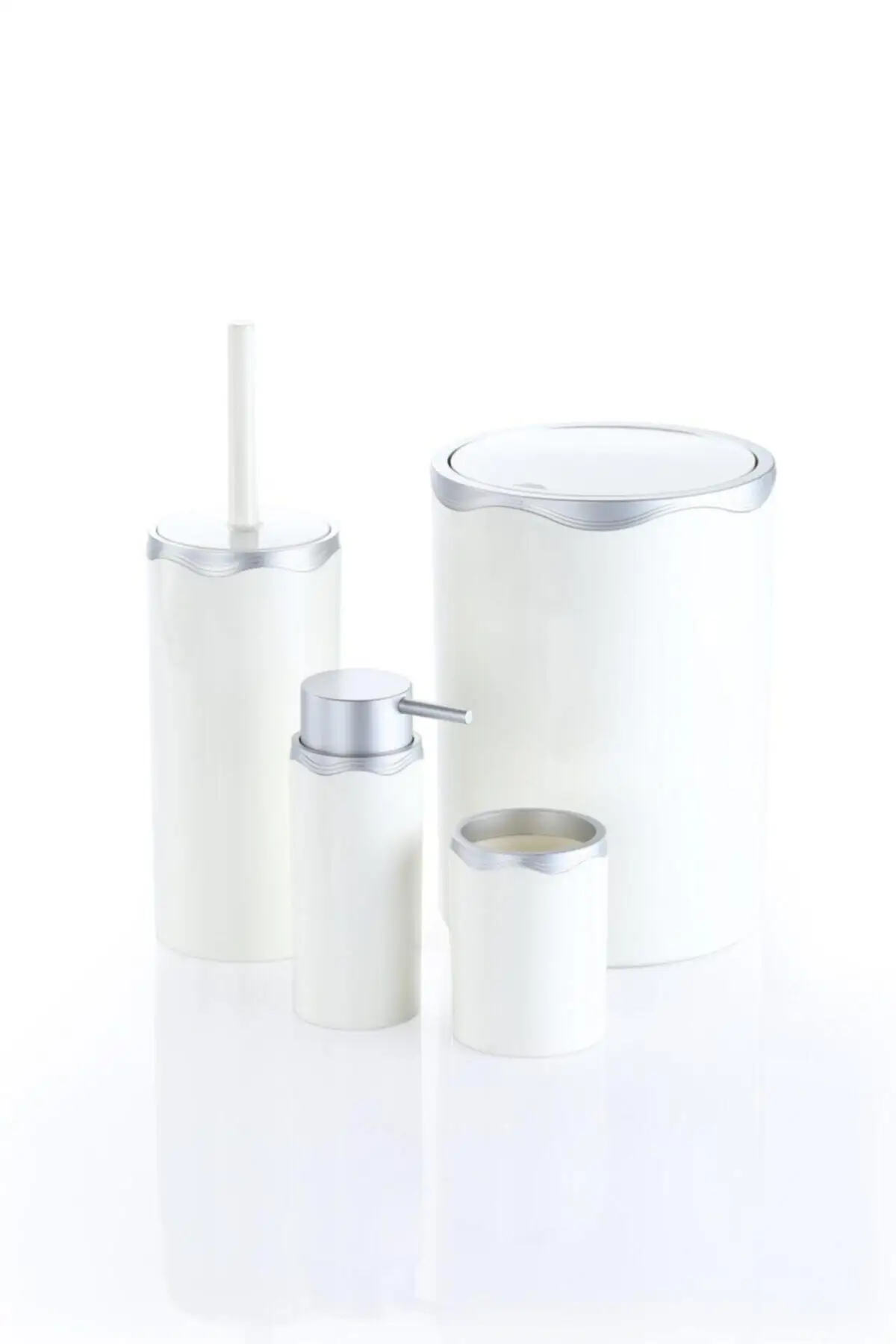 Set Kamar Mandi Perak Putih Set Kamar Mandi Dekorasi Rumah Mewah Sabun Dispenser Sikat Pemegang Toilet