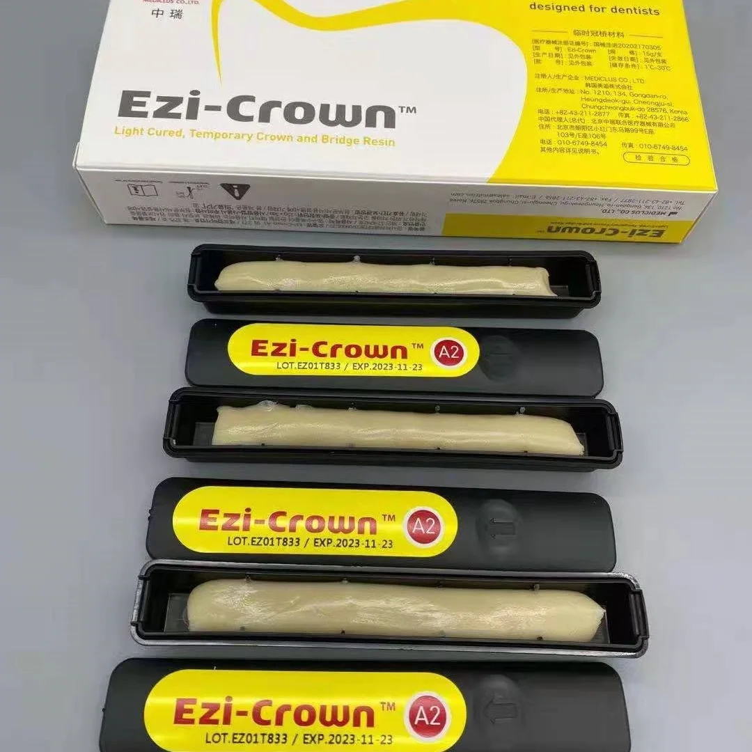 Dental Light Cured Temporary Crown and Bridge Resin Curing Material A1 A2 A3 Color Ezi Crown Designed For Dentists