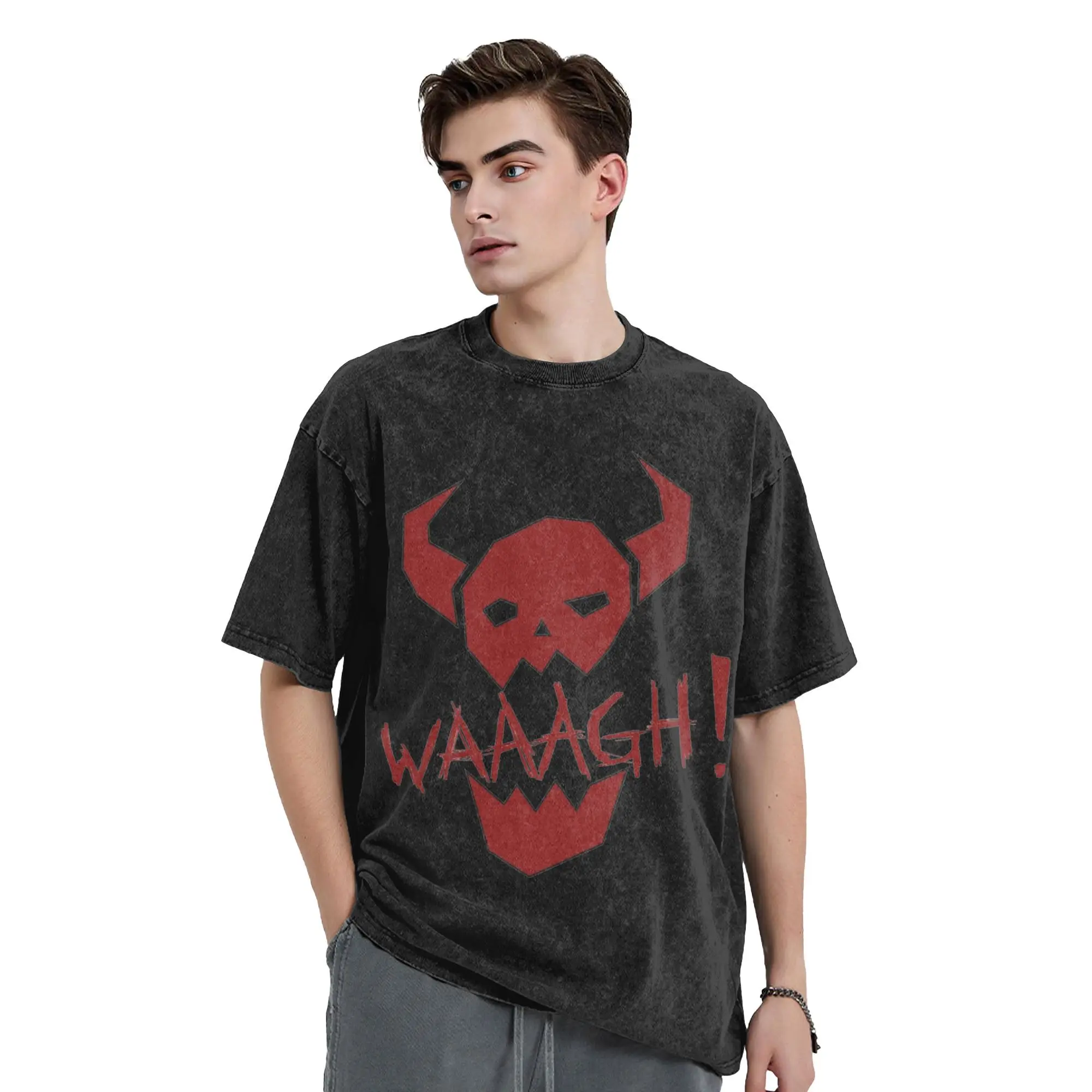 2024 Summer Ork WAAAGH Warhammered 40k Washed T Shirt Outfit Oversize T-Shirt  Men Women Tee