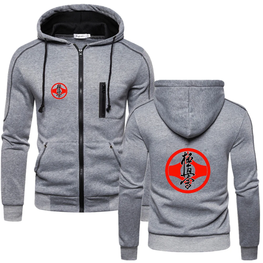 Kyokushin Karate 2023 Men's New Solid Color Zipper Hoodies Sports Multi-zip Jackets Cotton Casual Long Sleeves Sweatshirts Tops