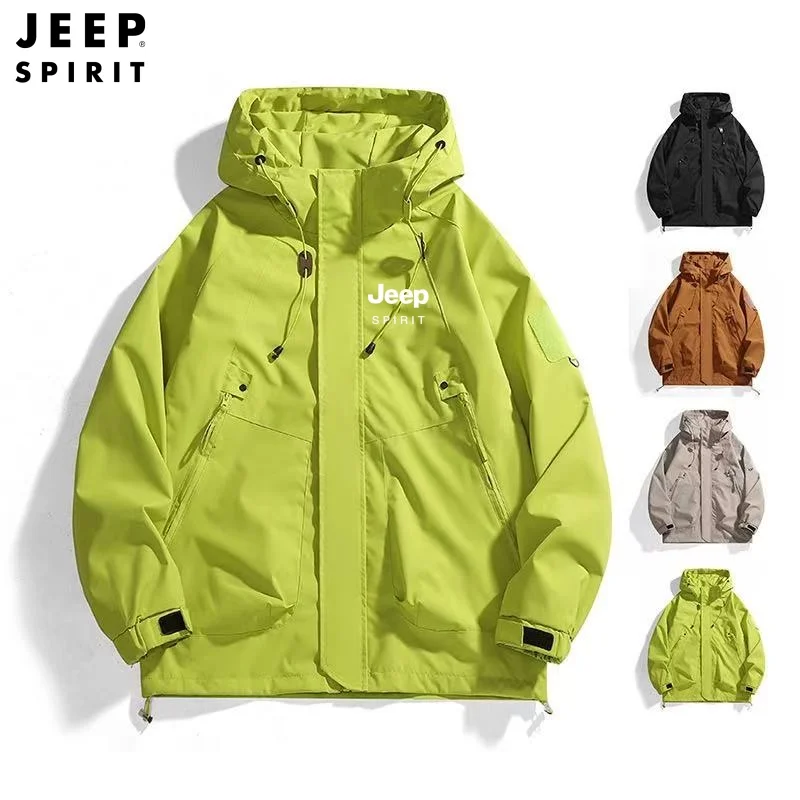 Мужские и женские ветрозащитные куртки JEEP с капюшоном для активного отдыха, новые модели для весны и осени, свободный крой