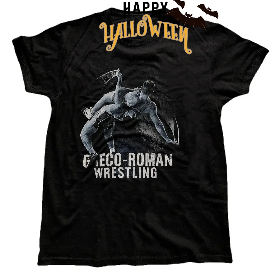 Camiseta con estampado de lucha greco-romana, diseño deportivo clásico, camiseta de manga corta de algodón con cuello redondo para hombre, nueva S-3XL