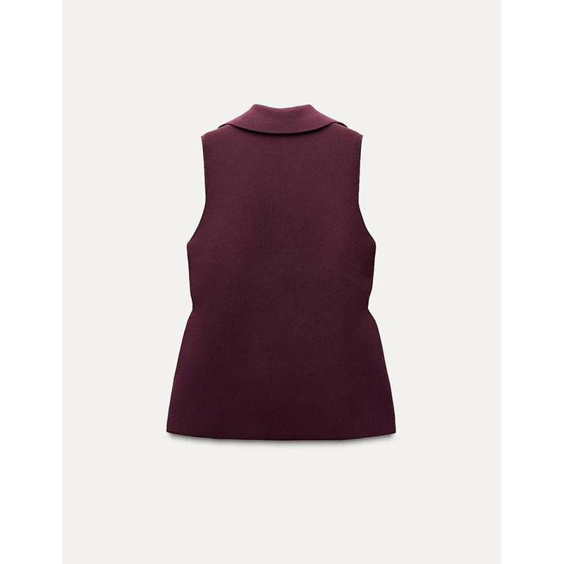 

Новый весенний вязаный жилет Sle Briti Sle, женский плиссированный жилет с воротником-стойкой и пуговицами, Bal Faion Commute