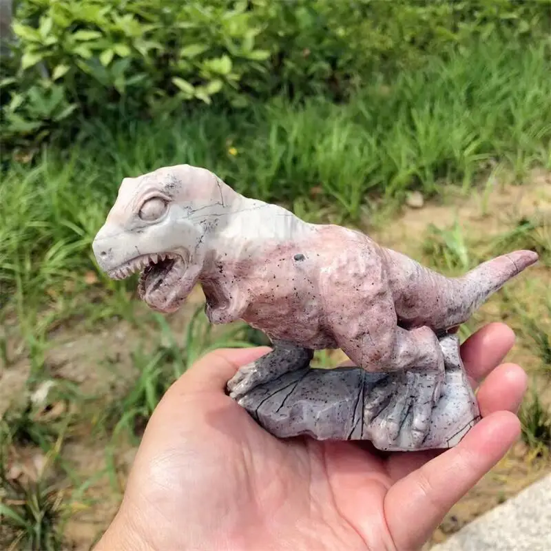 

Natural Picture Stone Dinosaur Carving Gemstone Reiki Healing Stone Home Decor Christmas Holiday Gift 1pcs