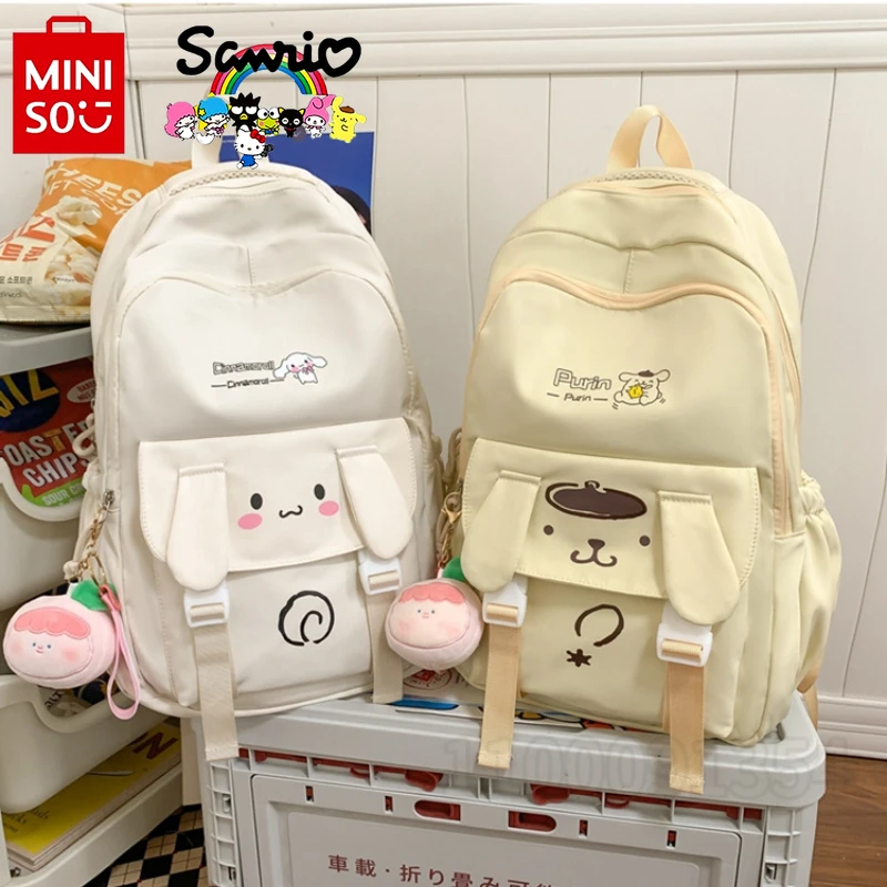 Miniso Sanrio mochila para meninas, mochila de grande capacidade, desenho animado, casual, de alta qualidade, nova