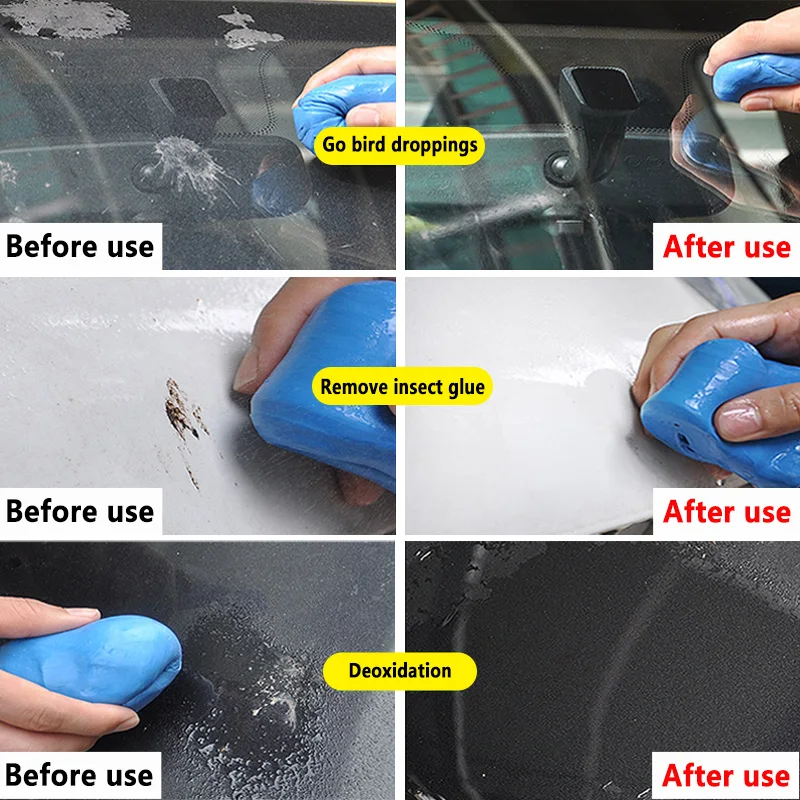 Kit de remoção, polimento e inclinado de filme de óleo de vidro de carro, lama de lavagem de carro, pasta inclinada de vidro, hidrofóbico e antiincrustante