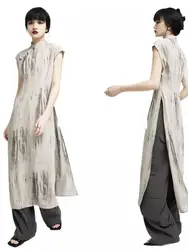 2025 New Chinese Style Qipao Long Sleeveless Improved Cheongsam Women Traditional Chinese Dress Elegant Mandarin Collar Vestidos