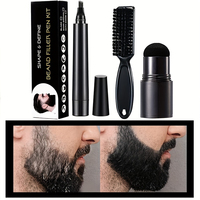 Four-Pronged Beard Filler Pen & brush Set,Hairline Eyebrow Powder Stick  Hairline Shadow Pencil Hair Care for Beard &Hairstyle