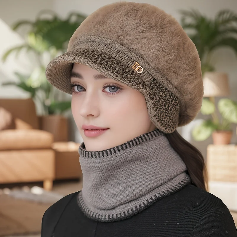New Style Middle-Aged And Elderly Women Beret with Fleece Lining Warm Ear Protection Suitable for Outdoor Travel