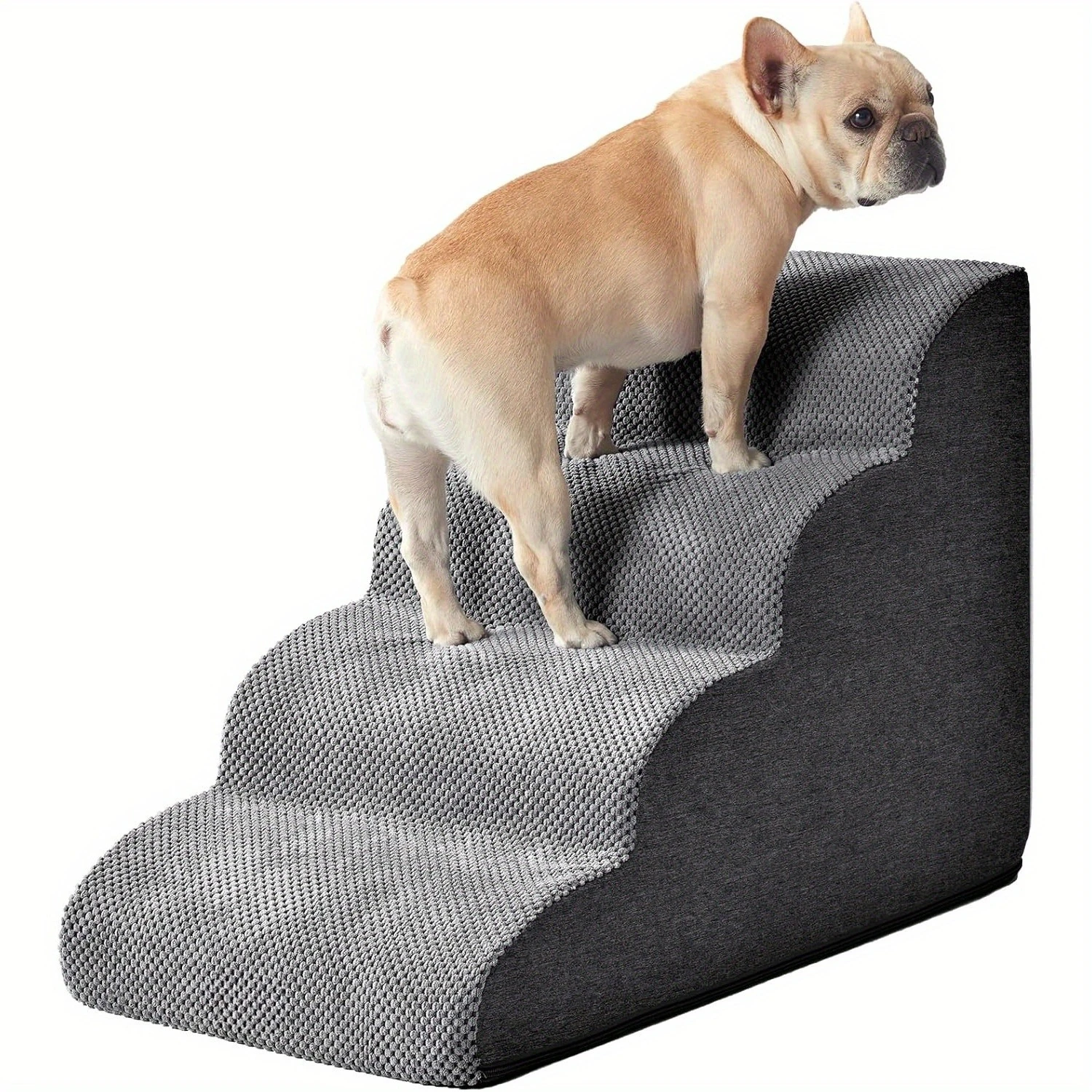 [4-Step Curved Dog Ramp] 4-Step Non-Slip Curved Dog Stairs Ramp for High Beds 20