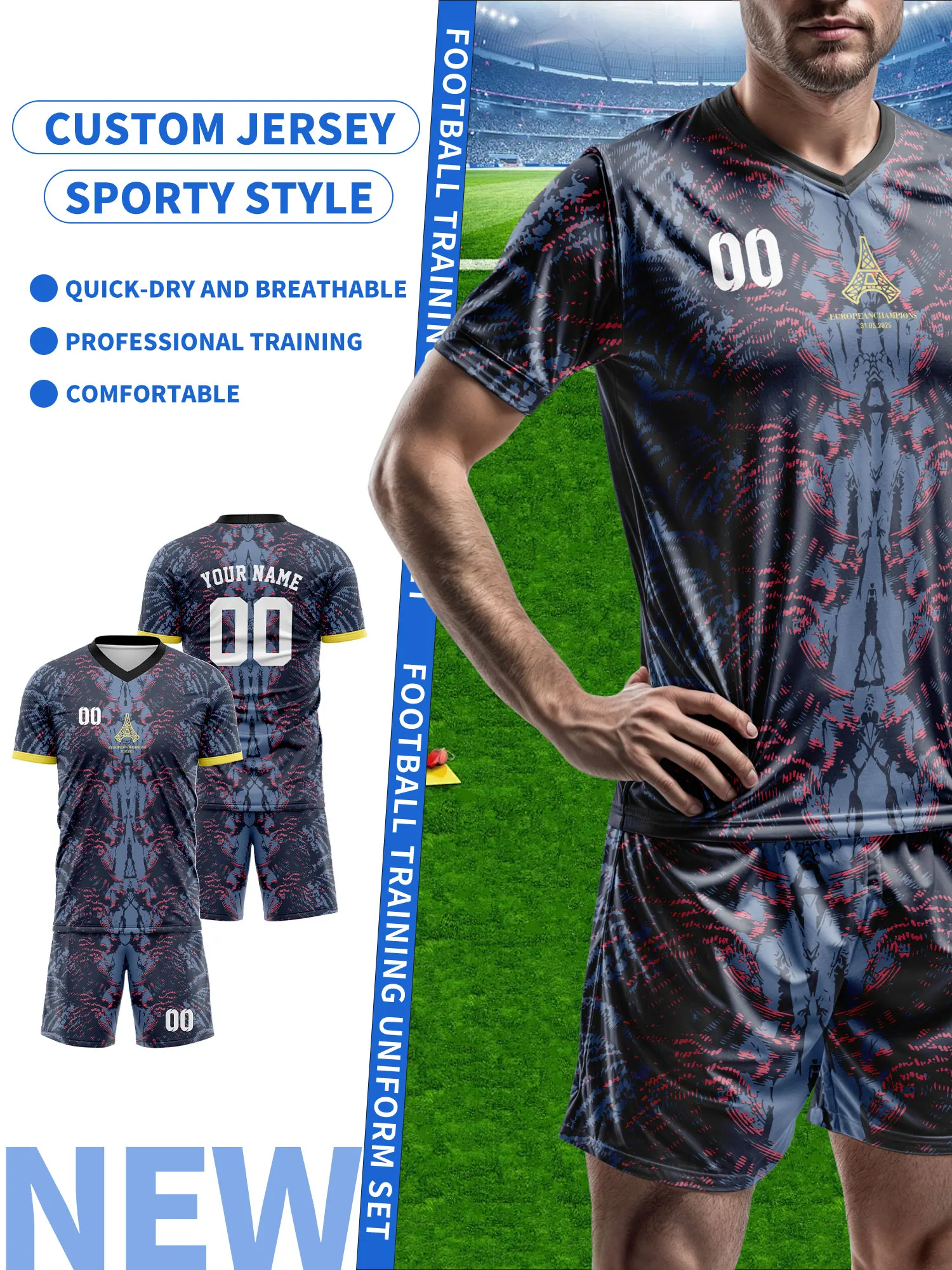 

Персонализированная футбольная форма, футболка с именем и номером, подарок для команды, профессиональная футбольная форма на заказ