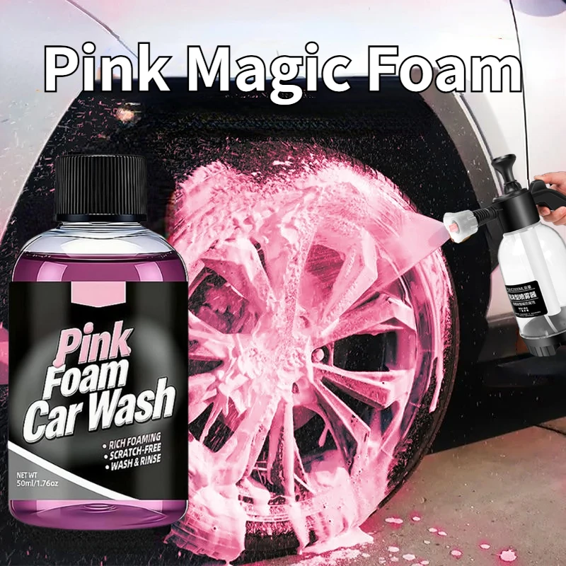 Pink Magic Foam Car Wash Solution Foaming Car Wash Soap, High Concentration Sediment Wash, Enhanced Shine, Super Foam Cleaner