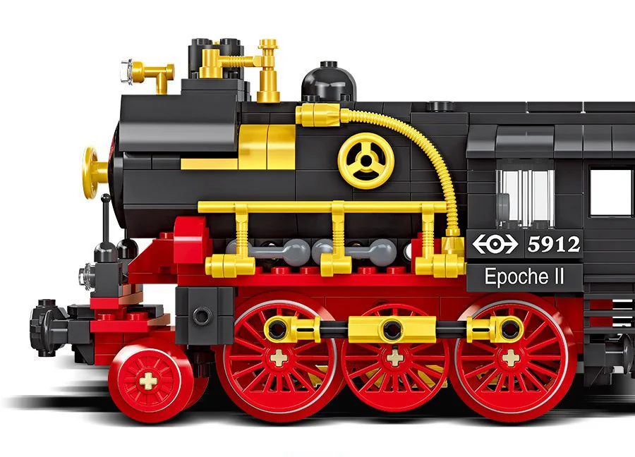 Technische Bausteine, Eisenbahn, Zug, Konstruktionsbausteine, klassische Dampflokomotive, Lernspielzeug, Sammlung für Jungen, Geschenkidee. – Detail 6