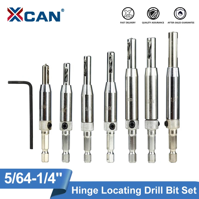 XCAN 4PCS/7PCS HSS Self Centering Hinge Drill Bits Set Wood Drilling Door Window Pin Cabinet Woodworking Drilling Core Drill Bit