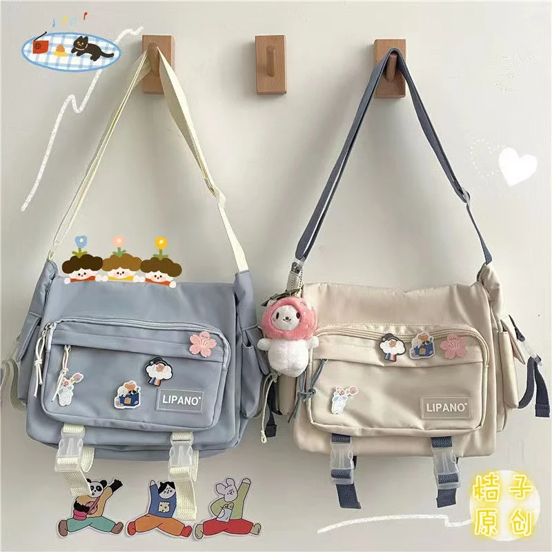 Japanese Harajuku Crossbody Bags For Women High School Girls Messenger Bag Patchwork Handbags School Book Bag Shoulder Bag Bolso