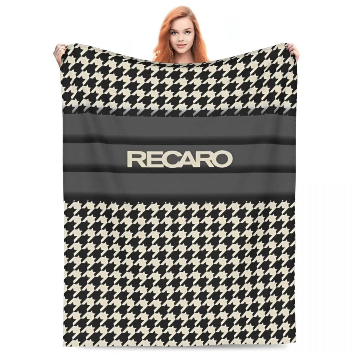 

Recaros Houndstooth Blankets Flannel Summer Multi-function Soft Throw Blanket for Sofa Bedroom Bedding Throws