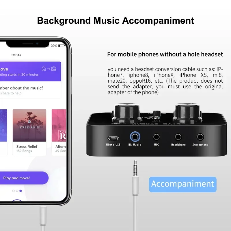 Smartphone Headset Microphone External Sound Card for Mobile Personal Entertainment Voice Changer Webcast Live Broadcast